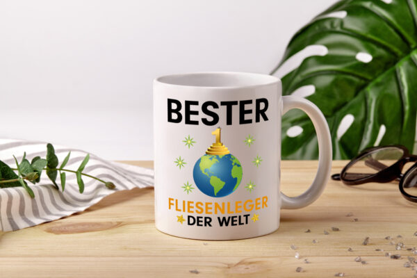 Welt Bester Fliesenleger | Fliesenlegen | Bau - Tasse Weiss - Kaffeetasse / Geschenk / Familie
