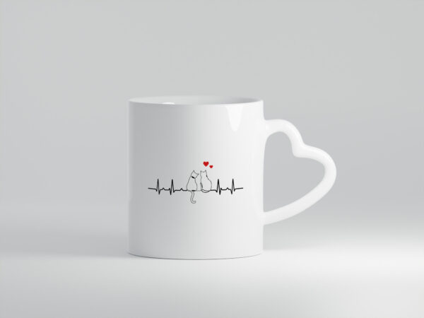 Katze Herzschlag | Motiv Katzenbesitzer | Katzen Liebe - Herzhenkel Tasse - Kaffeetasse / Geschenk / Familie