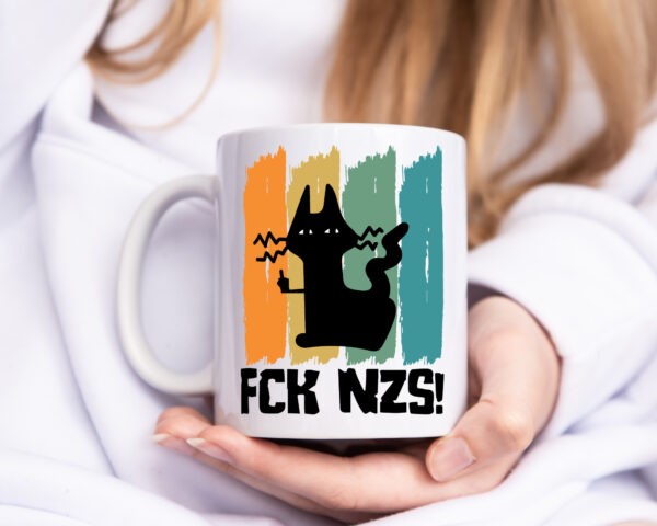 FCK NZS! | Katze - Tasse Weiss - Kaffeetasse / Geschenk / Familie