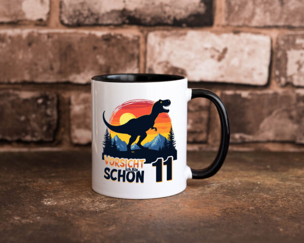 10. Geburtstag | 10 Jahre | Dinosaurier v2 Farbige Tasse - Kaffeetasse / Geschenk / Familie