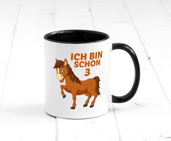 3. Geburtstag | Ich bin schon 3 | Pferde | Pony Farbige Tasse - Kaffeetasse / Geschenk / Familie