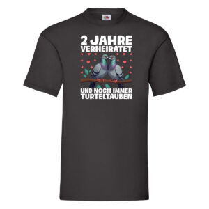 2 Jahre verheiratet | Turteltauben | Ehe | Ehepaar T-Shirt Schwarz