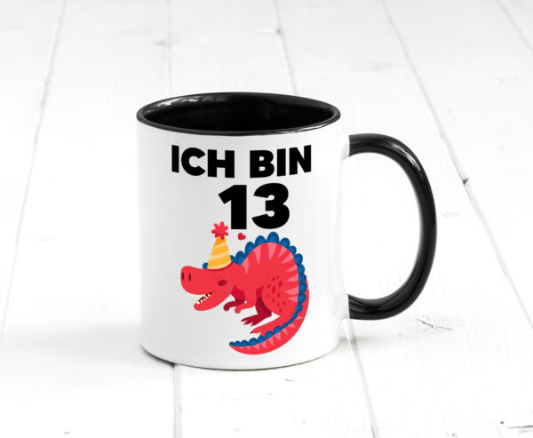 13. Geburtstag | Dino | Dinosaurier | 13 Jahre Farbige Tasse - Kaffeetasse / Geschenk / Familie