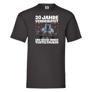 20 Jahre verheiratet | Turteltauben | Ehe | Ehepaar T-Shirt Schwarz