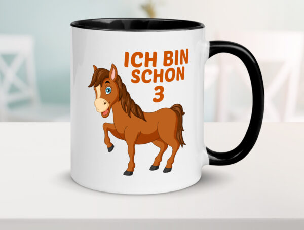 3. Geburtstag | Ich bin schon 3 | Pferde | Pony Farbige Tasse - Kaffeetasse / Geschenk / Familie