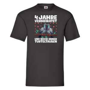 4 Jahre verheiratet | Turteltauben | Ehe | Ehepaar T-Shirt Schwarz