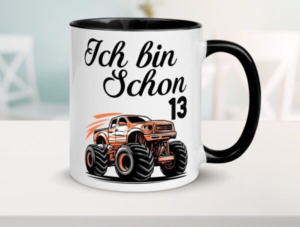 13. Geburtstag | Monster truck | 13 Jahre Farbige Tasse - Kaffeetasse / Geschenk / Familie