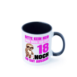 18. Geburtstag | Bitte kein neid | Faultier | 18 Jahre Farbige Tasse - Kaffeetasse / Geschenk / Familie