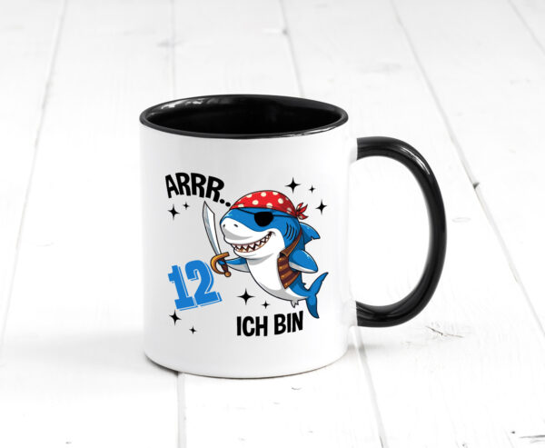 12. Geburtstag | 12 Jahre Arr Pirat | Hai | Piraten Farbige Tasse - Kaffeetasse / Geschenk / Familie