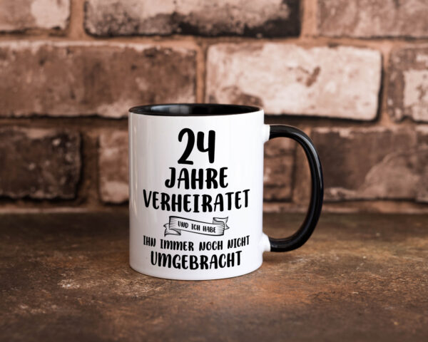 24 Jahre Verheiratet, immer noch am Leben! Farbige Tasse - Kaffeetasse / Geschenk / Familie