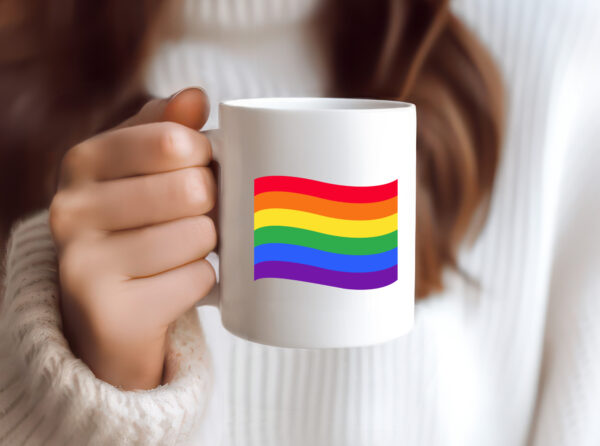 LGBTQ+ Tasse | bunter Regenbogen | bunte Flagge | LGBT - Tasse Weiss - Kaffeetasse / Geschenk / Familie