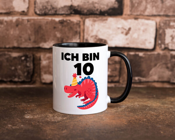 10. Geburtstag | Dino | Dinosaurier | 10 Jahre Farbige Tasse - Kaffeetasse / Geschenk / Familie