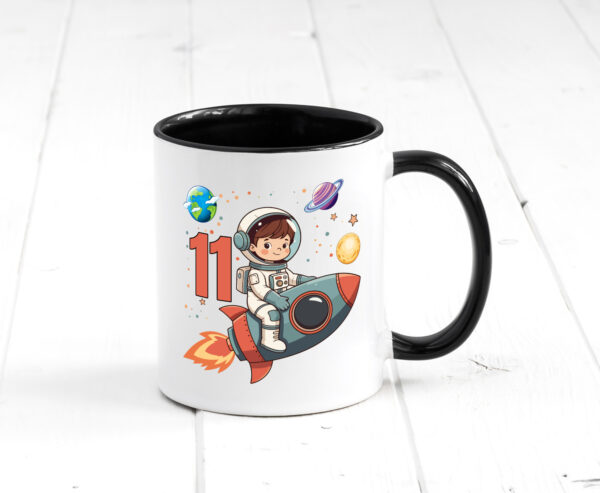 11. Geburtstag | 11 Jahre | Astronaut | Weltraum Farbige Tasse - Kaffeetasse / Geschenk / Familie