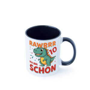 10. Geburtstag | 10 Jahre | Raw Raw ich bin schon 10 | T-Rex Farbige Tasse - Kaffeetasse / Geschenk / Familie