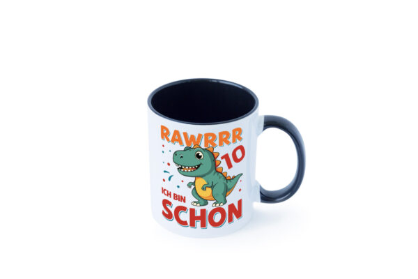 10. Geburtstag | 10 Jahre | Raw Raw ich bin schon 10 | T-Rex Farbige Tasse - Kaffeetasse / Geschenk / Familie