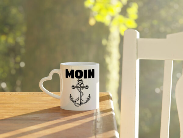 Moin Anker | Norddeutschland Tasse | Norddeutscher - Herzhenkel Tasse - Kaffeetasse / Geschenk / Familie