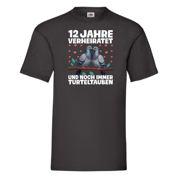 12 Jahre verheiratet | Turteltauben | Ehe | Ehepaar T-Shirt Schwarz