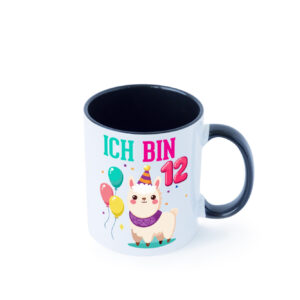 12. Geburtstag | 12 Jahre | Lama | Alpaka Farbige Tasse - Kaffeetasse / Geschenk / Familie