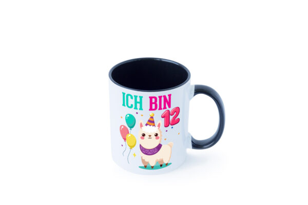 12. Geburtstag | 12 Jahre | Lama | Alpaka Farbige Tasse - Kaffeetasse / Geschenk / Familie