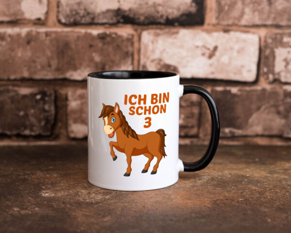 3. Geburtstag | Ich bin schon 3 | Pferde | Pony Farbige Tasse - Kaffeetasse / Geschenk / Familie