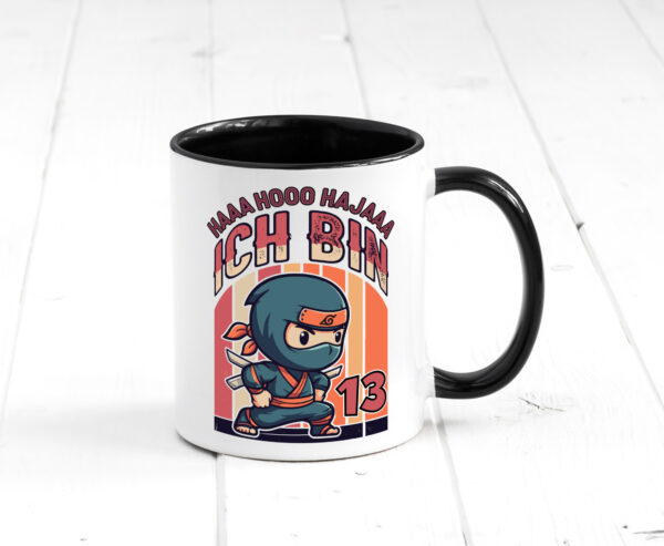 13. Geburtstag | Ninja Junge | 13 Jahre Farbige Tasse - Kaffeetasse / Geschenk / Familie