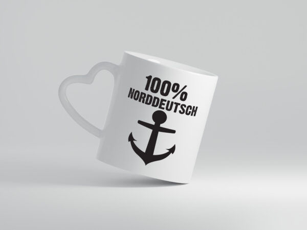 100% Norddeutsch | Norddeutscher Tasse | Nordlicht - Herzhenkel Tasse - Kaffeetasse / Geschenk / Familie