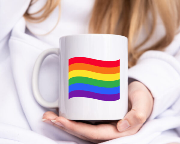 LGBTQ+ Tasse | bunter Regenbogen | bunte Flagge | LGBT - Tasse Weiss - Kaffeetasse / Geschenk / Familie