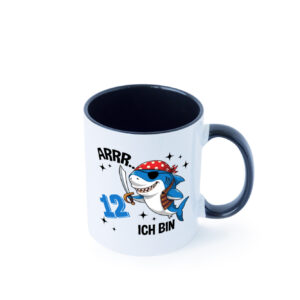 12. Geburtstag | 12 Jahre Arr Pirat | Hai | Piraten Farbige Tasse - Kaffeetasse / Geschenk / Familie