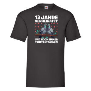 13 Jahre verheiratet | Turteltauben | Ehe | Ehepaar T-Shirt Schwarz