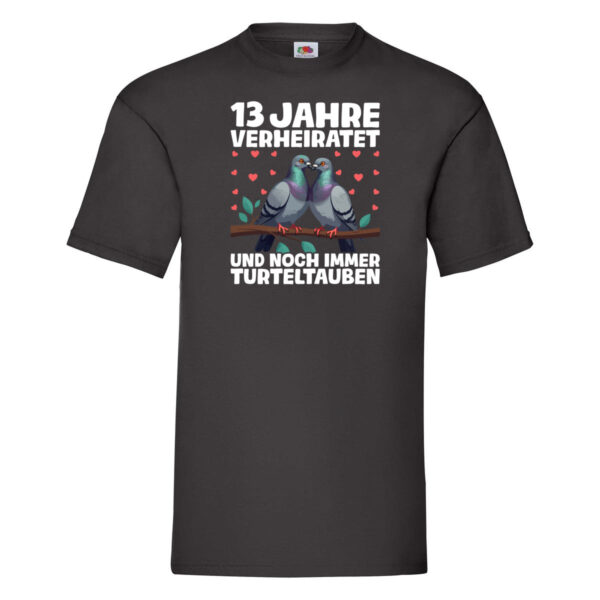 13 Jahre verheiratet | Turteltauben | Ehe | Ehepaar T-Shirt Schwarz