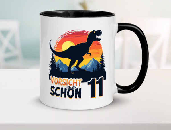 10. Geburtstag | 10 Jahre | Dinosaurier v2 Farbige Tasse - Kaffeetasse / Geschenk / Familie