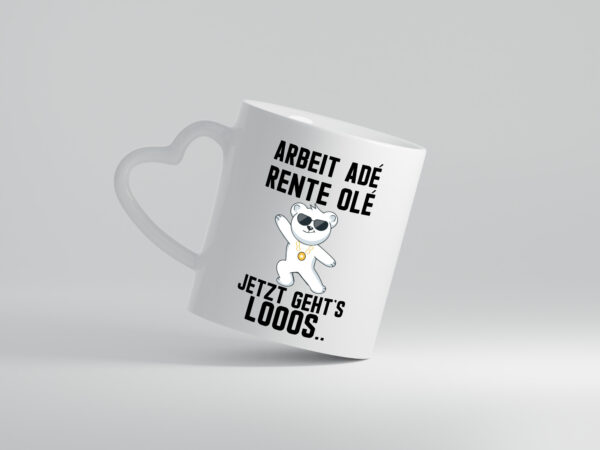 Arbeit ade | Rente | Rentner | Party | Ruhestand | Pension - Herzhenkel Tasse - Kaffeetasse / Geschenk / Familie