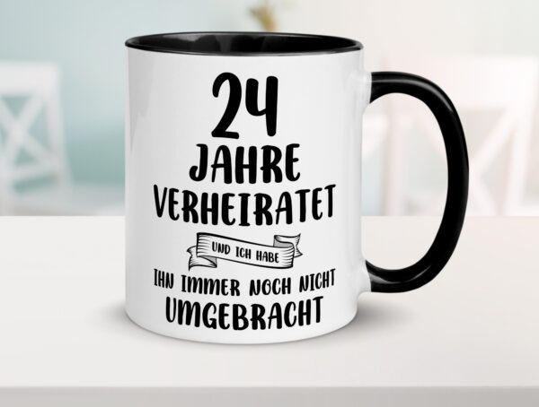 24 Jahre Verheiratet, immer noch am Leben! Farbige Tasse - Kaffeetasse / Geschenk / Familie