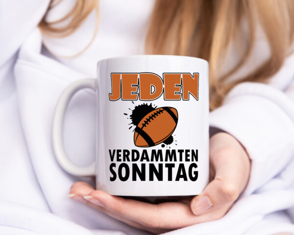 American Football | Fan | Jeden verdammten Sonntag - Tasse Weiss - Kaffeetasse / Geschenk / Familie