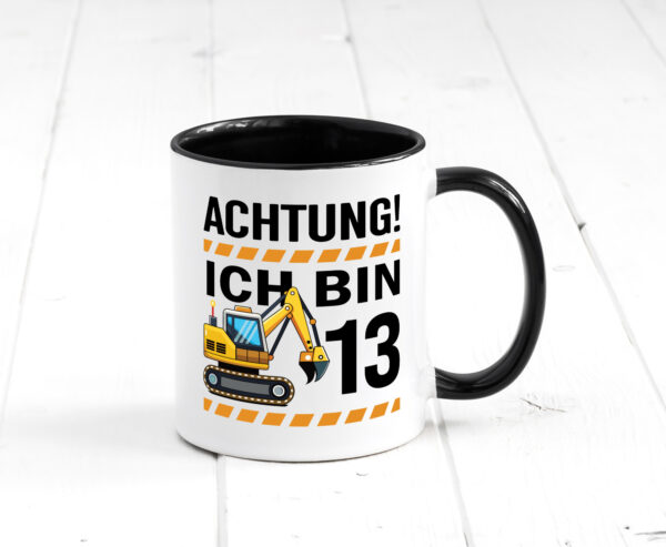 13 Geburtstag Ich bin 13 | Bagger | Bagger Junge Farbige Tasse - Kaffeetasse / Geschenk / Familie