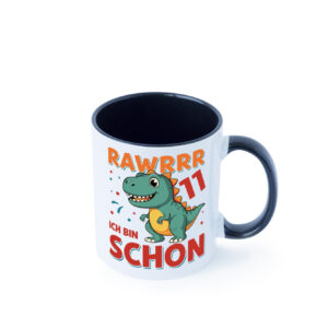 11. Geburtstag | 11 Jahre | Raw Raw ich bin schon 11 | T-Rex Farbige Tasse - Kaffeetasse / Geschenk / Familie