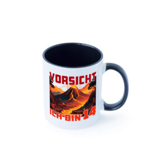 14. Geburtstag | 14 Jahre | Vulkanausbruch | Vulkan Farbige Tasse - Kaffeetasse / Geschenk / Familie