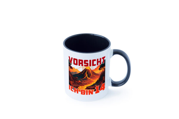 14. Geburtstag | 14 Jahre | Vulkanausbruch | Vulkan Farbige Tasse - Kaffeetasse / Geschenk / Familie