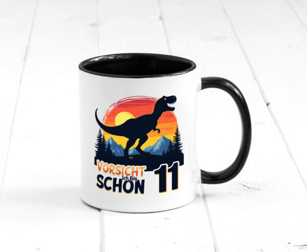 10. Geburtstag | 10 Jahre | Dinosaurier v2 Farbige Tasse - Kaffeetasse / Geschenk / Familie