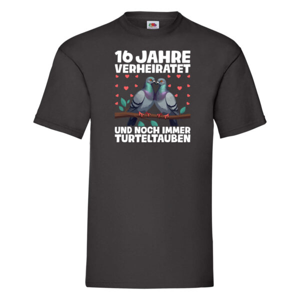 16 Jahre verheiratet | Turteltauben | Ehe | Ehepaar T-Shirt Schwarz