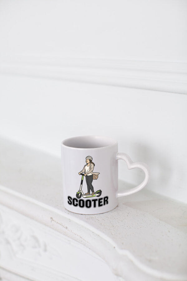 Scooter Tasse | Scooterfahrer Motiv | Jungs | Jungen - Herzhenkel Tasse - Kaffeetasse / Geschenk / Familie