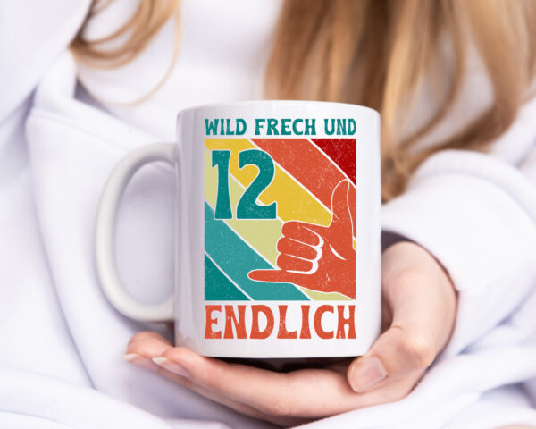 12. Geburtstag | 12 Jahre | Wild und Frech - Tasse Weiss - Kaffeetasse / Geschenk / Familie