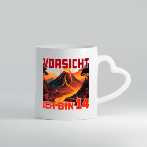 14. Geburtstag | 14 Jahre | Vulkanausbruch | Vulkan - Herzhenkel Tasse - Kaffeetasse / Geschenk / Familie