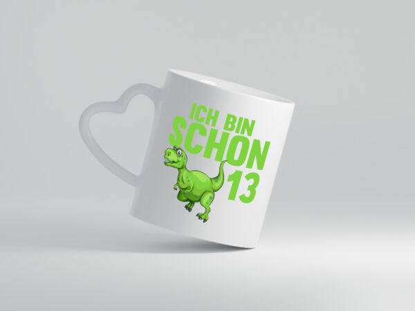 13. Geburtstag | 13 Jahre | Dino | Dinosaurier - Herzhenkel Tasse - Kaffeetasse / Geschenk / Familie