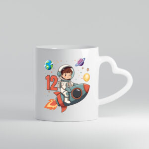 12. Geburtstag | 12 Jahre | Astronaut | Weltraum - Herzhenkel Tasse - Kaffeetasse / Geschenk / Familie