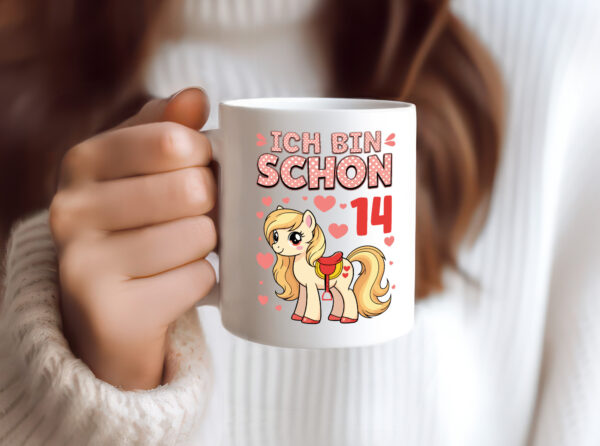 14. Geburtstag | 14 Jahre | Mädchen | Reiten | Pony - Tasse Weiss - Kaffeetasse / Geschenk / Familie