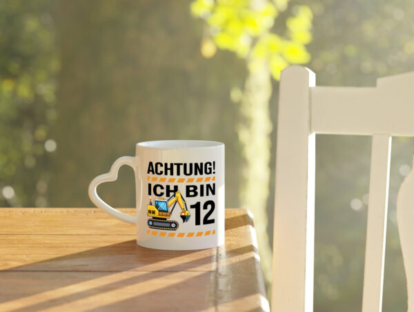 12 Geburtstag Ich bin 12 | Bagger | Bagger Junge - Herzhenkel Tasse - Kaffeetasse / Geschenk / Familie