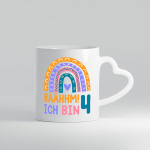 4. Geburtstag | 4 Jahre | Regenbogen | Bääm | Mädchen - Herzhenkel Tasse - Kaffeetasse / Geschenk / Familie