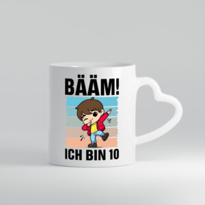 10. Geburtstag | Ich bin 10 | 10 Jahre | Bäääm Dabbing Kind - Herzhenkel Tasse - Kaffeetasse / Geschenk / Familie