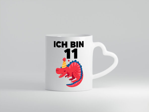 11. Geburtstag | Dino | Dinosaurier | 11 Jahre - Herzhenkel Tasse - Kaffeetasse / Geschenk / Familie